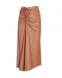 ALC Orly Vegan Leather Ruched Midi Skirt at Intermix