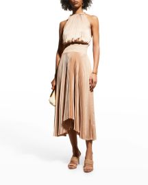 ALC Renzo II Sleeveless Pleated Midi Dress at Neiman Marcus