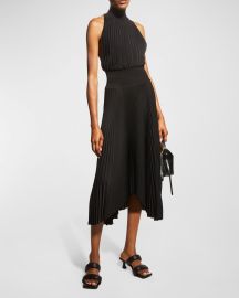 ALC Renzo Pleated Halter Dress at Neiman Marcus