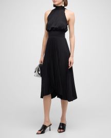 ALC Renzo Pleated Halter Dress at Neiman Marcus