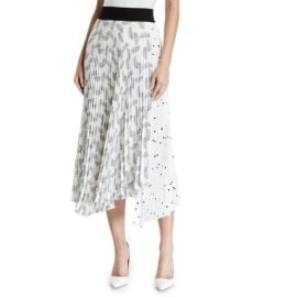 ALC Skirts Alc Grainger Pleated Asymmetric Midi Skirt Black White Paisley Print Size 0 Poshmark at Poshmark