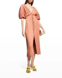 ALC Stella Puff-Sleeve Plisse Dress at Neiman Marcus