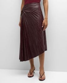 ALC Tracy Pleated High-Low Midi Skirt at Neiman Marcus