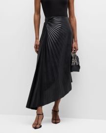 ALC Tracy Pleated Side-Ruched Faux Leather Maxi Skirt at Neiman Marcus