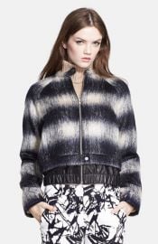 ALC and39Vandrossand39 Leather Trim Plaid Mohair Blend Bomber Jacket at Nordstrom