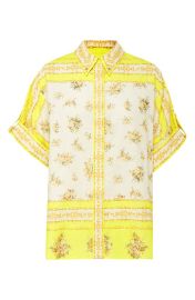 ALEMAIS Catalina Floral Border Print Cotton Linen Shirt at Nordstrom