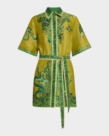 ALEMAIS Solaris Belted Kimono-Sleeve Mini Shirtdress at Neiman Marcus