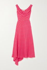 ALESSANDRA RICH Asymmetric polka-dot silk crepe de chine midi dress NET-A-PORTER at Net a Porter