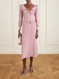 ALESSANDRA RICH Bow-detailed embellished polka-dot silk midi dress at Net a Porter