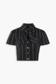ALESSANDRA RICH Cropped bow-detailed cutout pinstriped wool-blend jacket at The Outnet