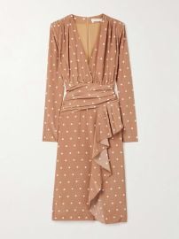 ALESSANDRA RICH Gathered polka-dot silk crepe de chine midi dress at Net a Porter