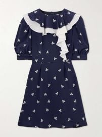 ALESSANDRA RICH Ruffled pleated printed silk mini dress at Net a Porter