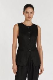 ALESSIA BLACK LINEN VEST Dissh at Dissh