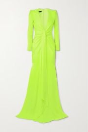 ALEX PERRY Quinn tie-front neon satin-crepe gown NET-A-PORTER at Net a Porter