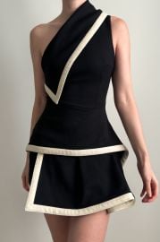 ALEXANDER MCQUEEN 2000039s Asymmetrical Black amp White Wool Dress S - Emerieu at Emerieu