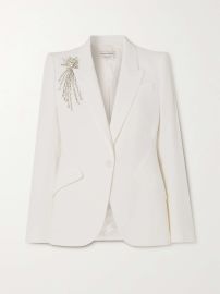 ALEXANDER MCQUEEN Embellished crepe blazer NET-A-PORTER at Net a Porter