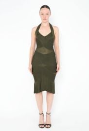 ALEXANDER McQUEEN SS 2006 Neptune Green Pleated Bandage Cutout Halter Dress at 1stDibs at 1st Dibs