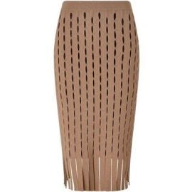 ALEXANDER WANG FRINGE PERFORATED PENCIL SKIRT CAMEL TAN NUDE SIZE XS NWT 795 eBay at eBay