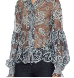 ALEXIS quotJULIANquot BLUE LACE BALOON SLEEVE BUTTON DOWN TOP BLOUSE S eBay at eBay