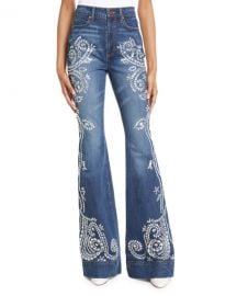 ALICE   OLIVIA JEANS Beautiful Embellished High-Rise Bell-Bottom Jeans at Neiman Marcus