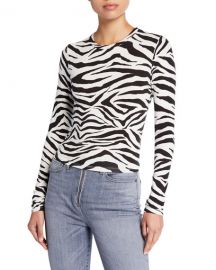 ALICE   OLIVIA JEANS Delaina Long-Sleeve Crewneck Crop Top at Neiman Marcus