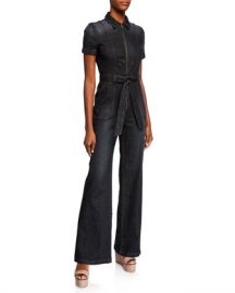 ALICE   OLIVIA JEANS Gorgeous Wide-Leg Denim Jumpsuit at Neiman Marcus