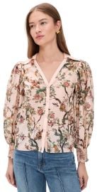 ALICE + OLIVIA Charis Long Sleeve Button Down Blouse Sunset Grove English Rose L at Shopbop