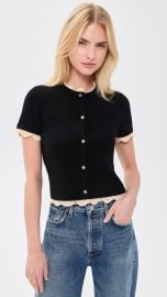 ALICE + OLIVIA Ciara Short Sleeve Cardigan with Trim | Shopbop at Shopbop