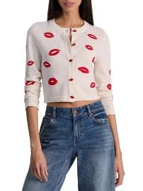 ALICE + OLIVIA Daroda Kiss Lipstick Stretch-Wool Cardigan | Saks Fifth Avenue at Saks Fifth Avenue