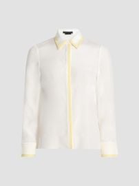 ALICE + OLIVIA Willa Contrast-Trim Silk Shirt | Saks Fifth Avenue at Saks Fifth Avenue