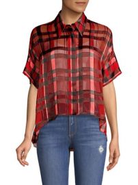 ALICE  OLIVIA - EDYTH HIGH-LOW BUTTON UP SHIRT at Saks Fifth Avenue