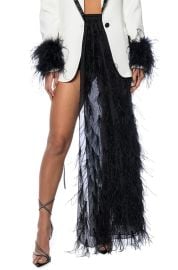 ALICE HALF MAXI SKIRT BELT WITH FEATHERS in black at Shop Akira