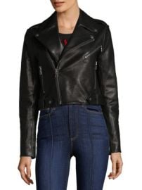 ALICE OLIVIA - CODY LEATHER CROP JACKET at Saks Fifth Avenue