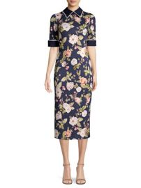 ALICE OLIVIA - DELORA FLORAL COLLARED MIDI DRESS at Saks Fifth Avenue