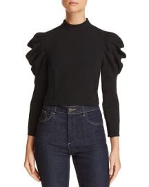 ALICE OLIVIA BRENNA PUFF-SLEEVE CROPPED TOP at Bloomingdales