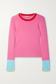 ALICE OLIVIA Westi color-block ribbed merino wool-blend sweater NET-A-PORTER at Net a Porter