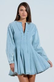 ALL ABOUT MY BUSINESS DENIM MINI DRESS AKIRA at Akira