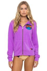 ALL SEASONS CIRCLE ZIP HOODIE - NEON PURPLE at Aviator Nation