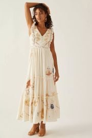 ALLISON New York V-Neck Embroidered Maxi Dress at Anthropologie