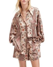 ALLSAINTS Charli Cascade Smocked Cuff Shirt Bloomingdales at Bloomingdales