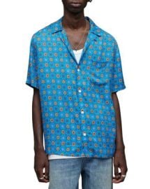 ALLSAINTS Emblem Geo Print Regular Fit Camp Shirt Bloomingdales at Bloomingdales