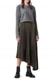 ALLSAINTS Evetta Asymmetrical Midi Dress with Crop Sweater   Nordstrom at Nordstrom