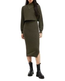 ALLSAINTS Margetta 2-in-1 Ribbed Midi Dress Bloomingdales at Bloomingdales