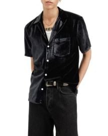 ALLSAINTS Runa Relaxed Fit Short Sleeve Velvet Shirt Bloomingdales at Bloomingdales