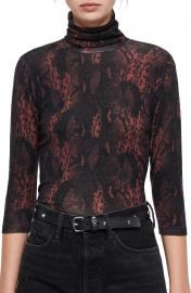 ALLSAINTS Suki Reptile Print Turtleneck Top at Nordstrom