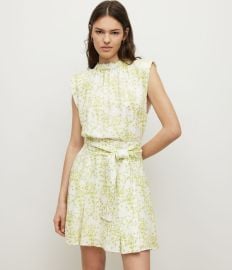 ALLSAINTS US Womens Rhys Amanzi Linen Blend Mini Dress limegreen at All Saints