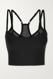 ALO YOGA Airlift Double Check cropped layered stretch and mesh tank NET-A-PORTER at Net a Porter