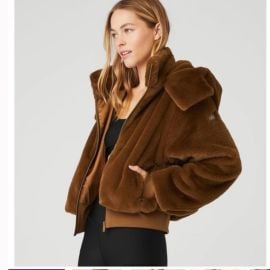 ALO Yoga Jackets amp Coats Alo Yoga Foxy Faux Fur Jacket Zip Up Jacket Brown Excellent Condition Medium Poshmark at Poshmark