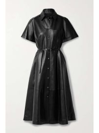 ALTUZARRA Kiera belted paneled leather midi shirt dress NET-A-PORTER at Net a Porter