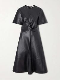 ALTUZARRA Kirsty wrap-effect paneled leather midi dress at Net a Porter